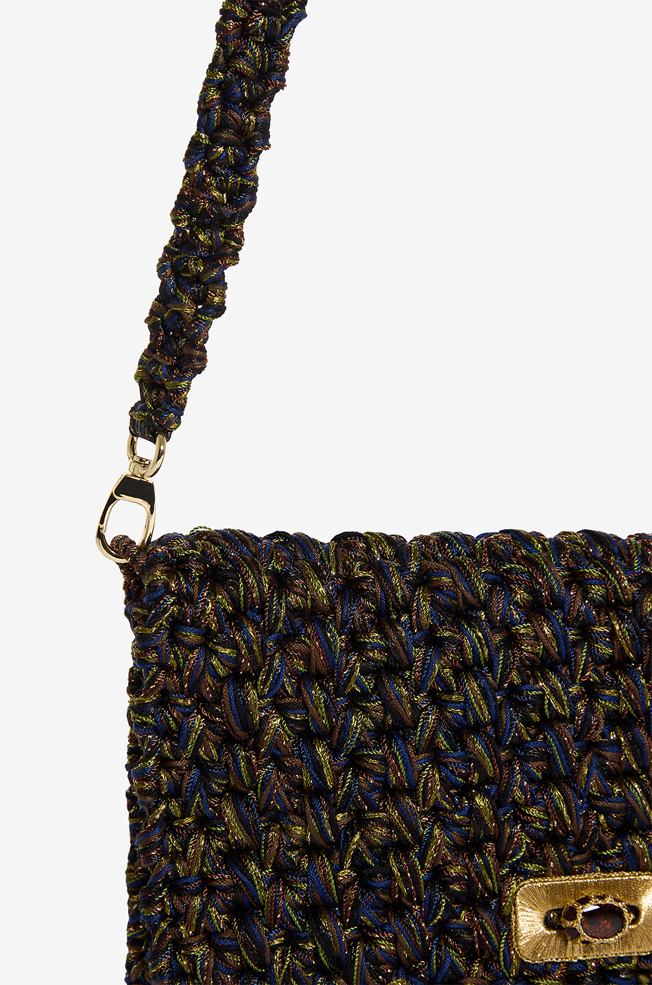 BOKS&BAUM PARIS Funkelnde rechteckige Häkeltasche Bovary Damen KHAKI 5
