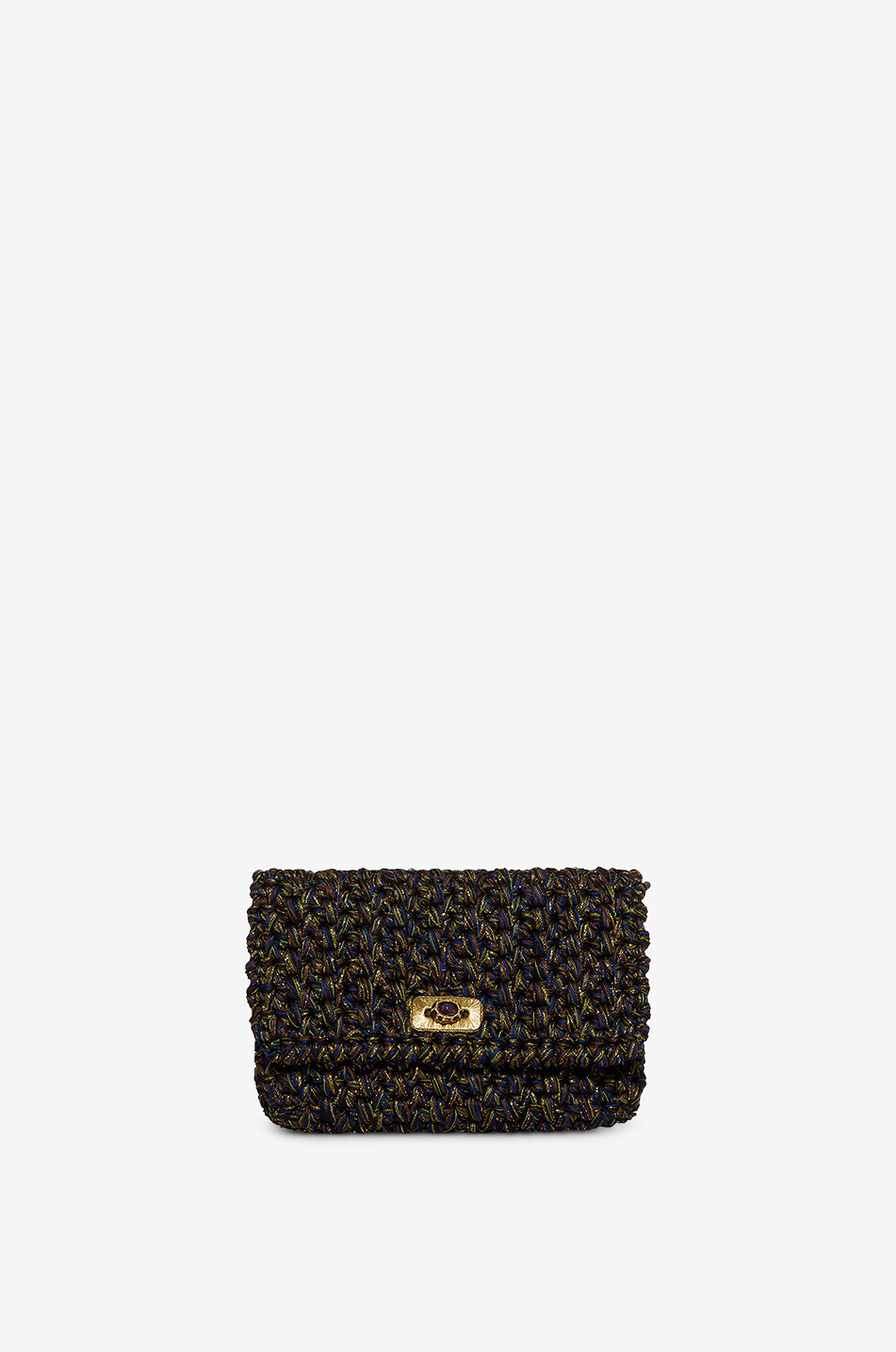 BOKS&BAUM PARIS Funkelnde rechteckige Häkeltasche Bovary Damen KHAKI 1