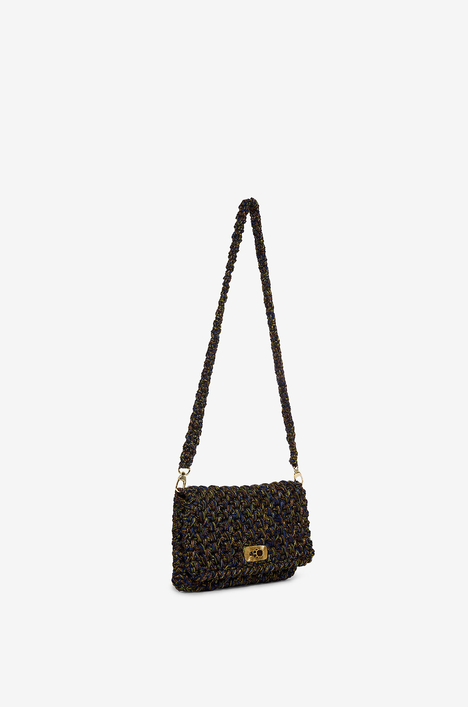 BOKS&BAUM PARIS Funkelnde rechteckige Häkeltasche Bovary Damen KHAKI 2