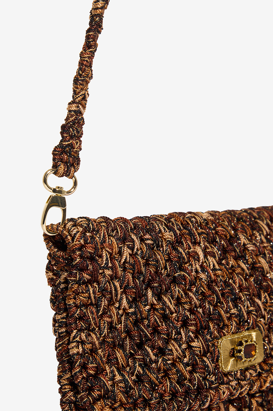 BOKS&BAUM PARIS Funkelnde rechteckige Häkeltasche Bovary Damen BRAUN 5