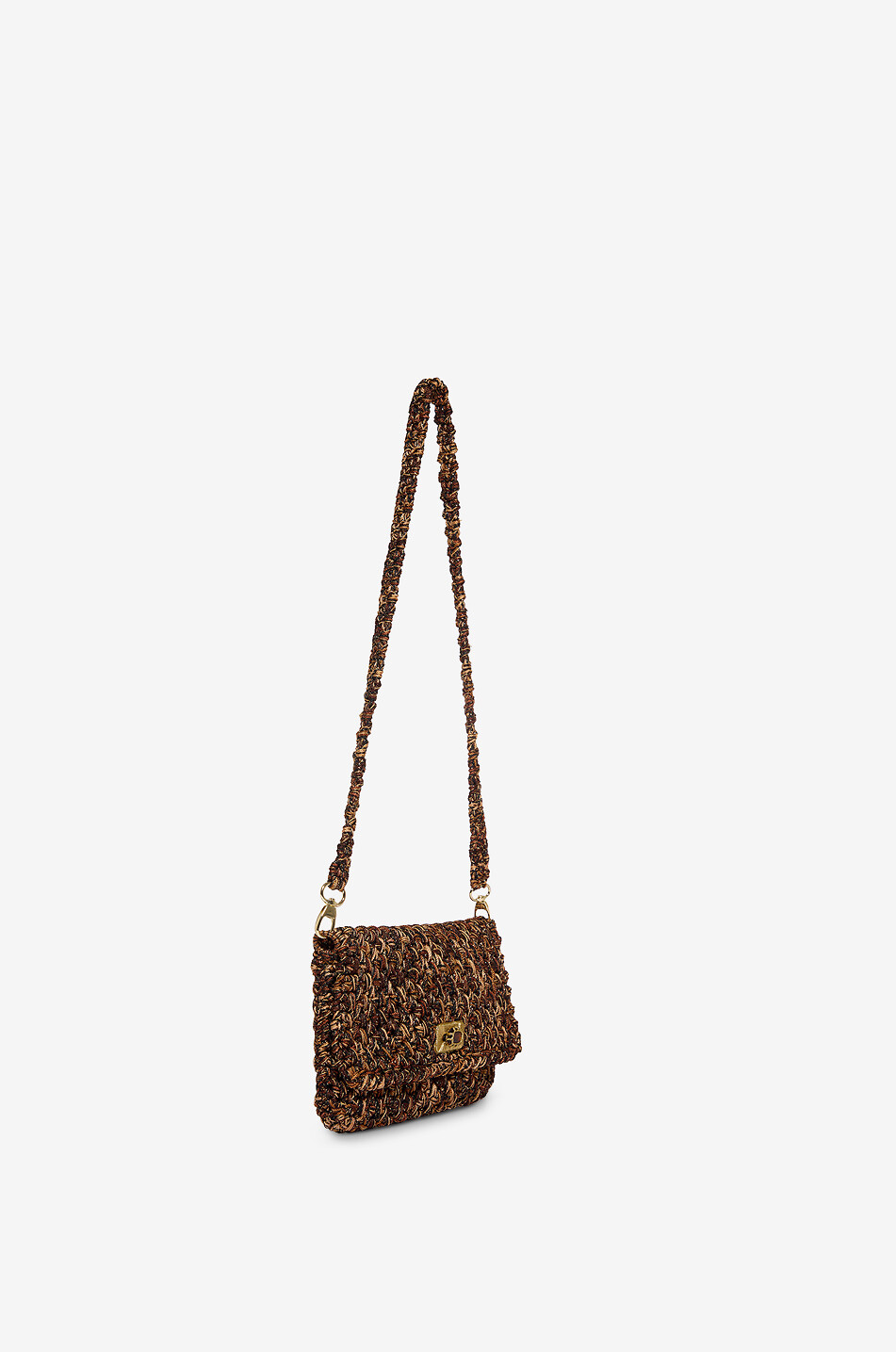 BOKS&BAUM PARIS Funkelnde rechteckige Häkeltasche Bovary Damen BRAUN 2