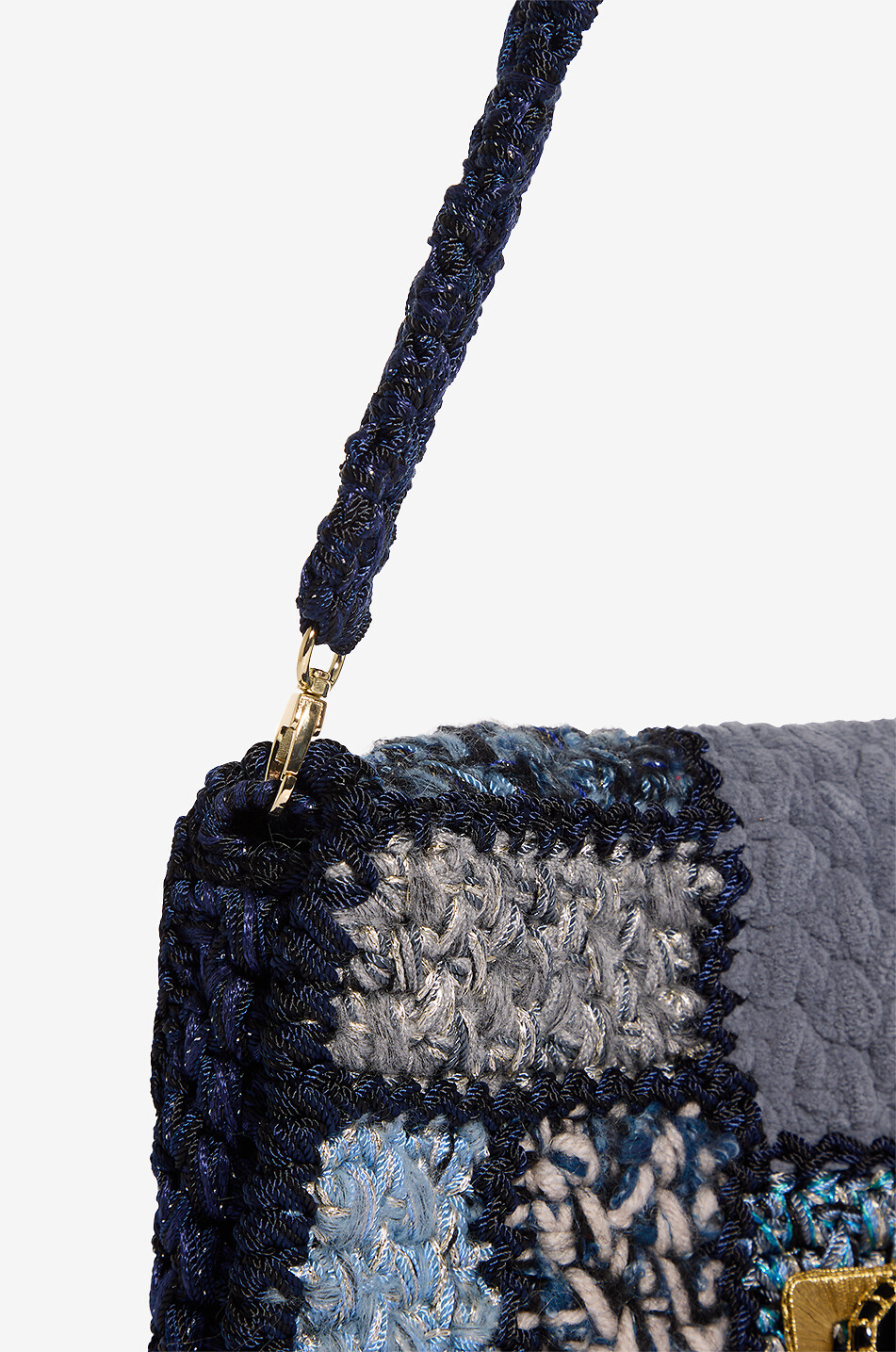 BOKS&BAUM PARIS Gehäkelte funkelnde Schultertasche Shelly S Damen BLAU 5