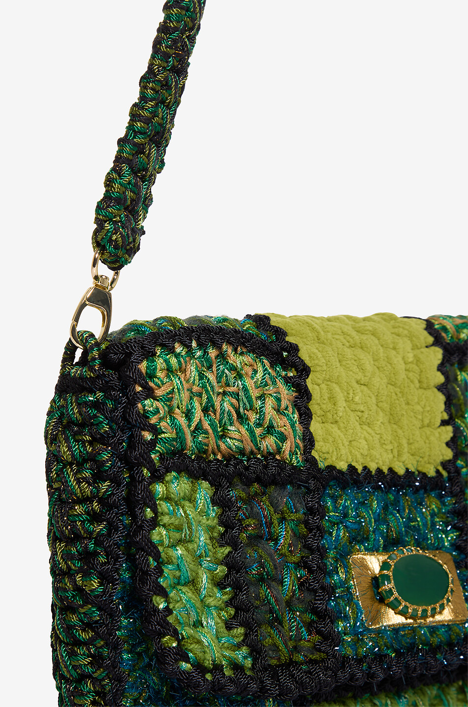 BOKS&BAUM PARIS Gehäkelte funkelnde Schultertasche Shelly S Damen GRÜN 5