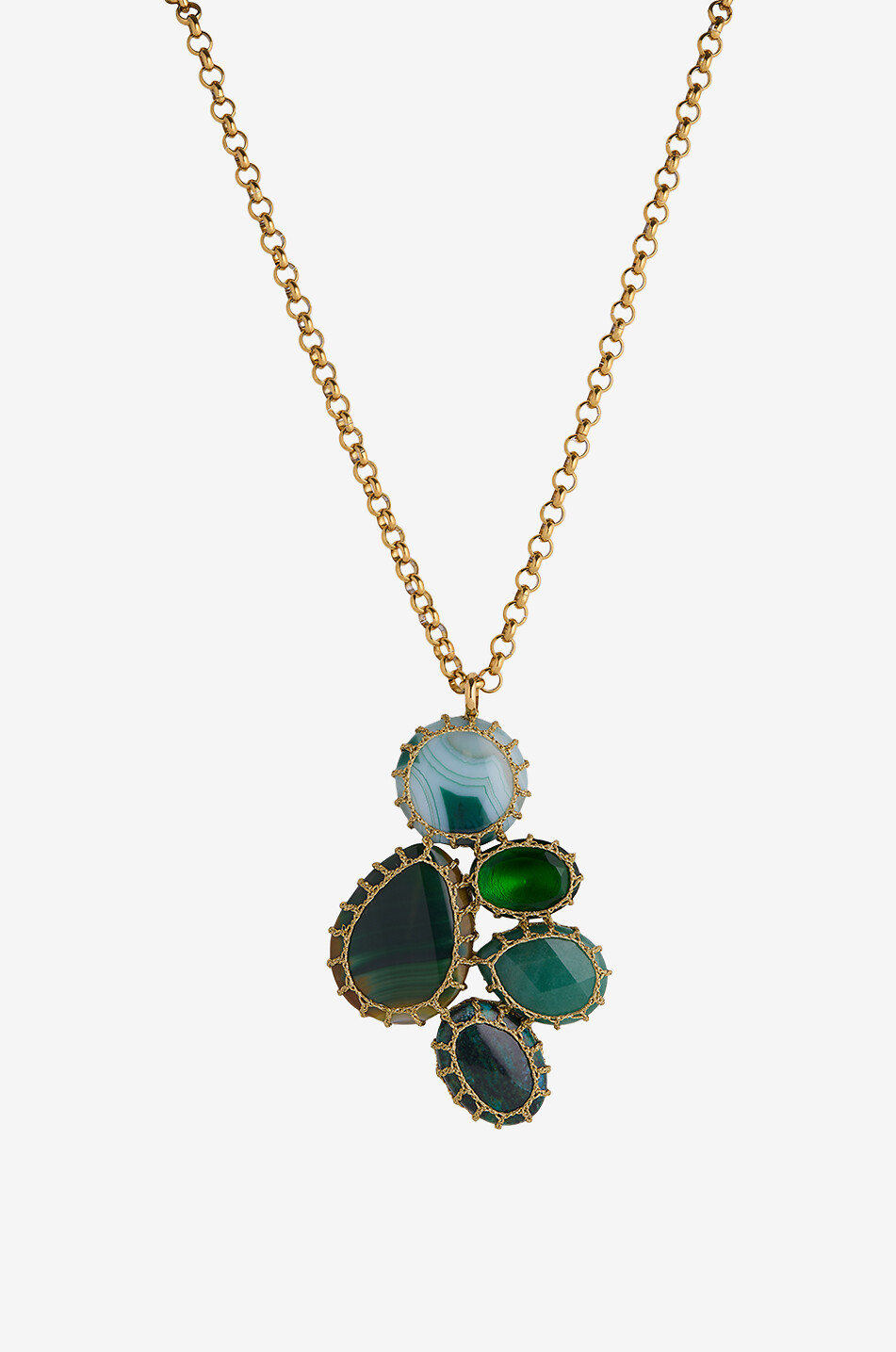 Sautoir avec pendentif en pierres Venise