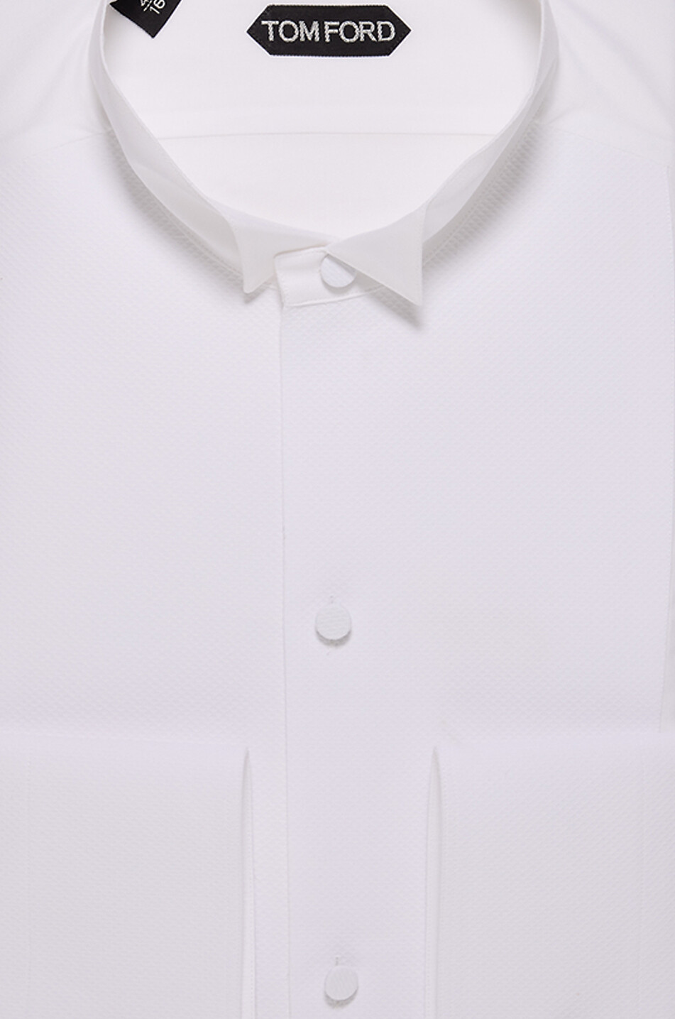 TOM FORD Chemise smoking à col cassé en coton texturé Homme BLANC 2
