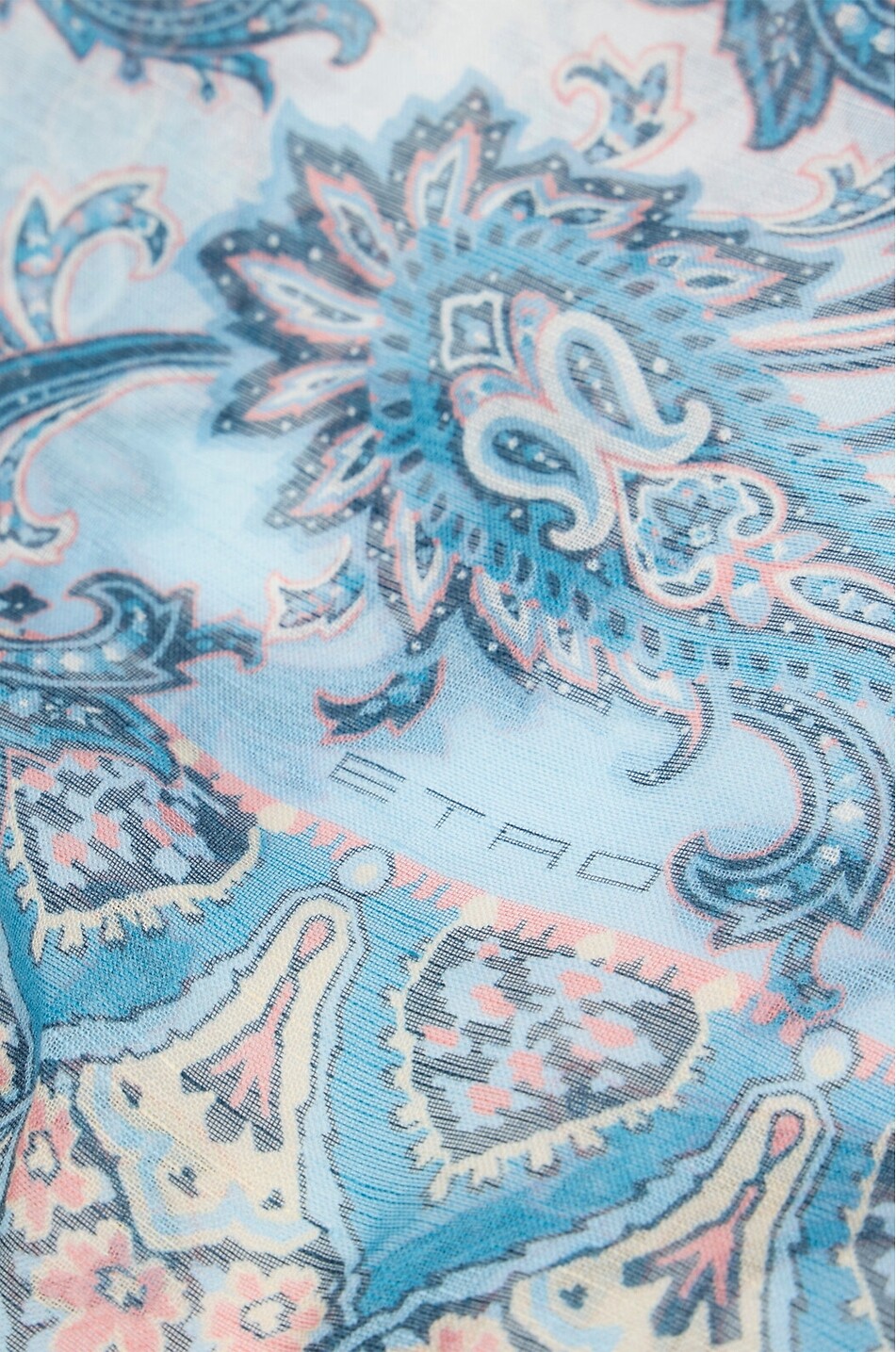 ETRO Orfeo lightweight linen blend Paisley print scarf Men DARK BLUE 6