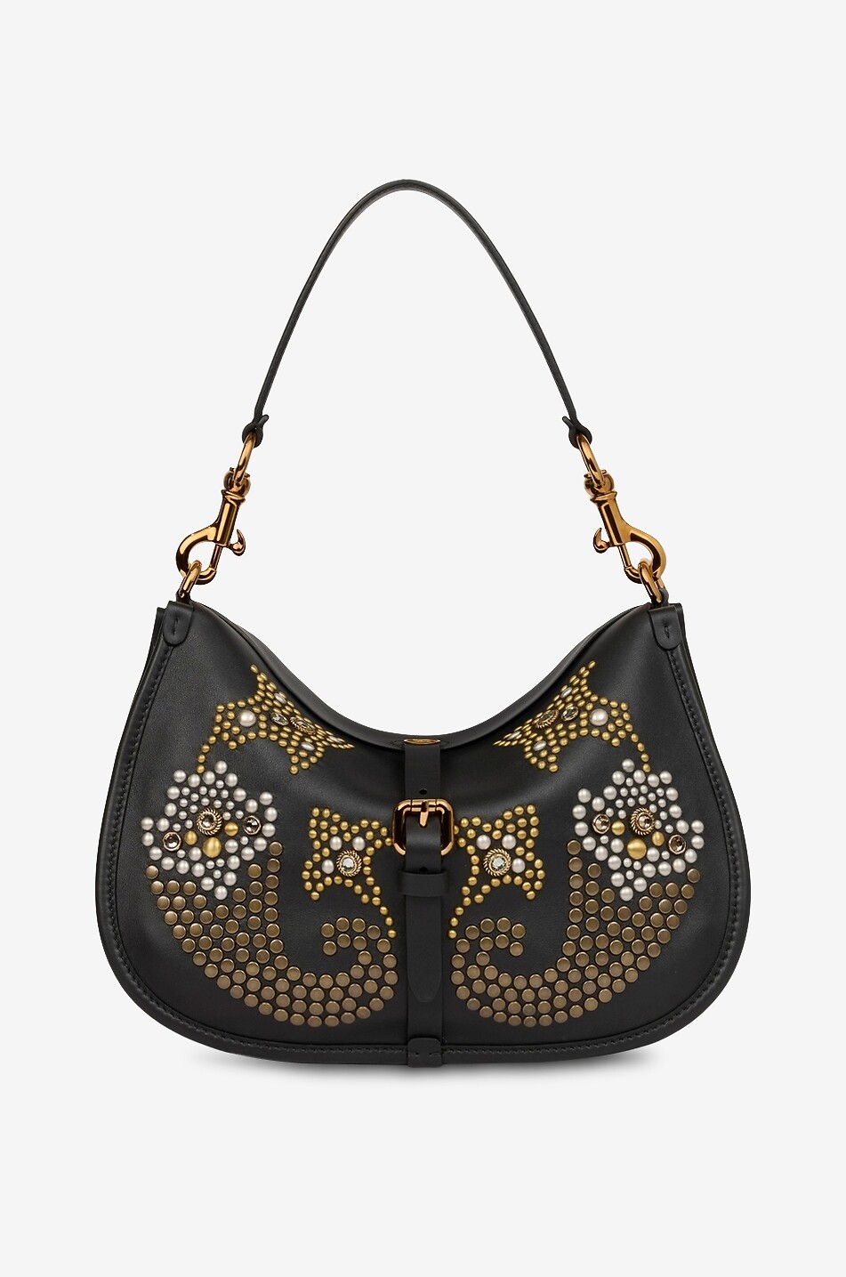 ETRO Sac porté épaule en cuir à clous Pony Moyen Femme NOIR 2