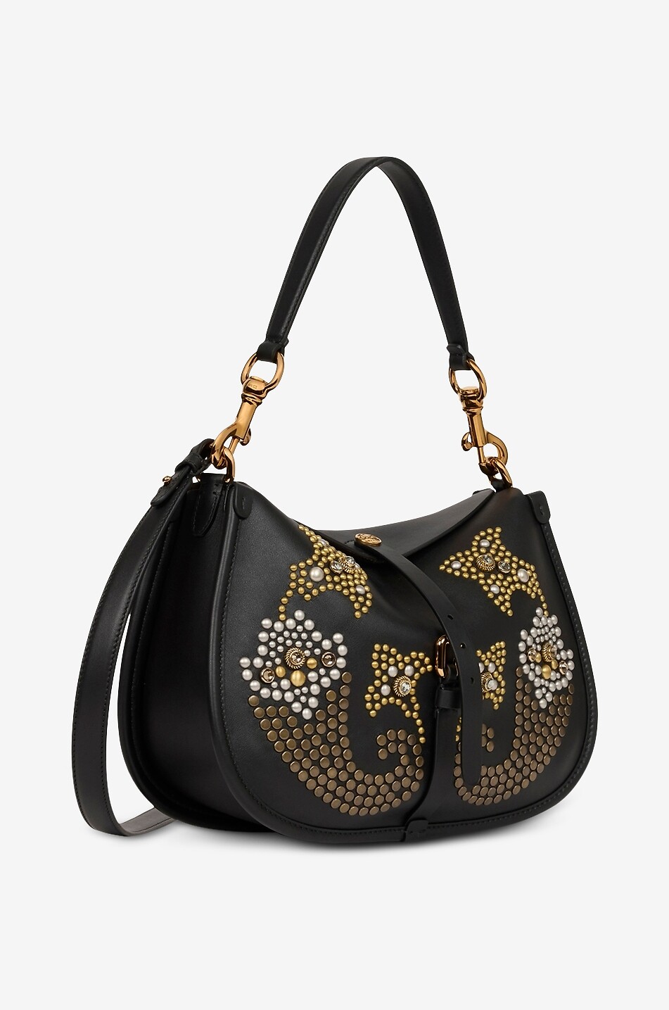 ETRO Sac porté épaule en cuir à clous Pony Moyen Femme NOIR 4