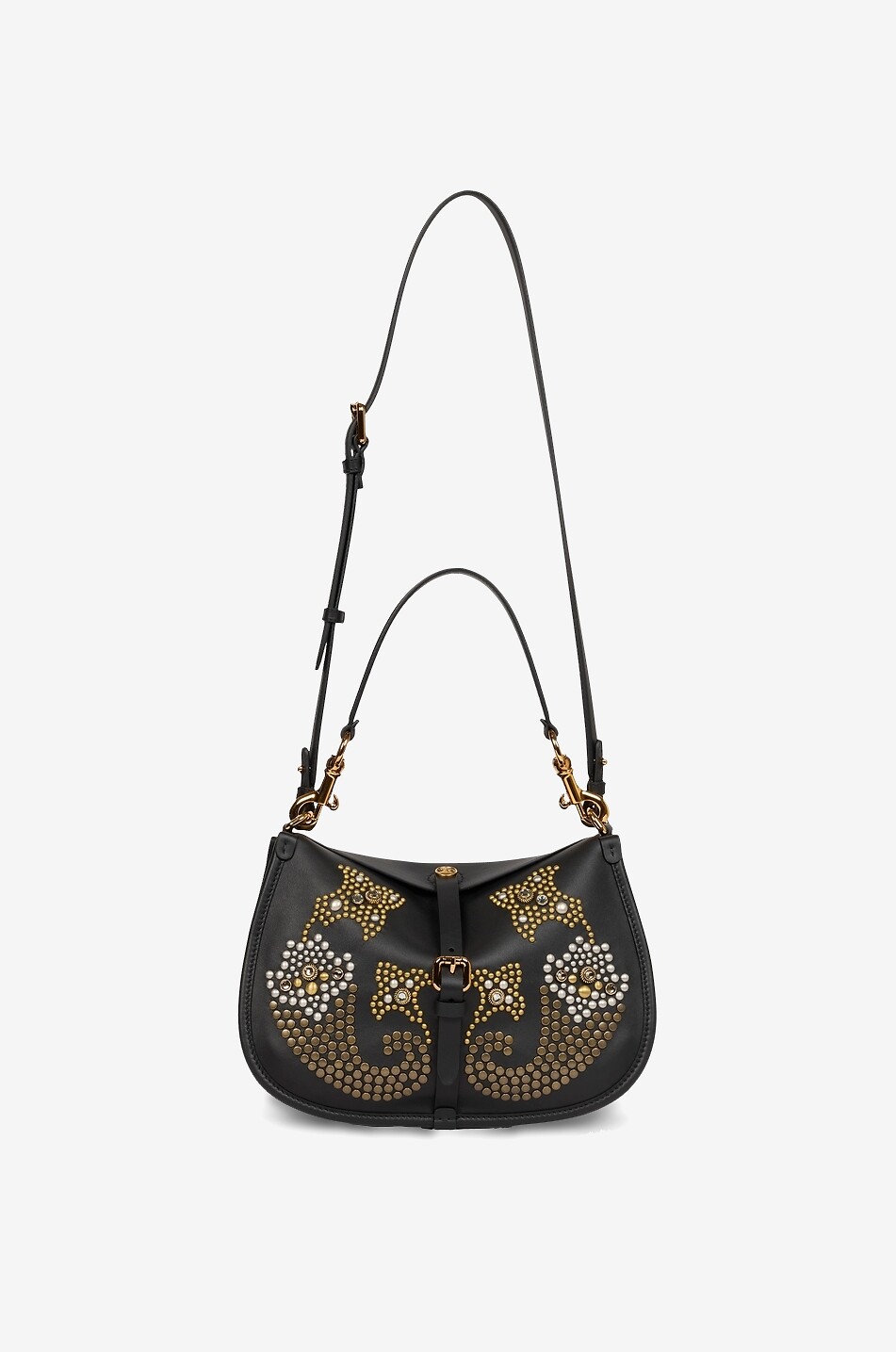 ETRO Sac porté épaule en cuir à clous Pony Moyen Femme NOIR 8