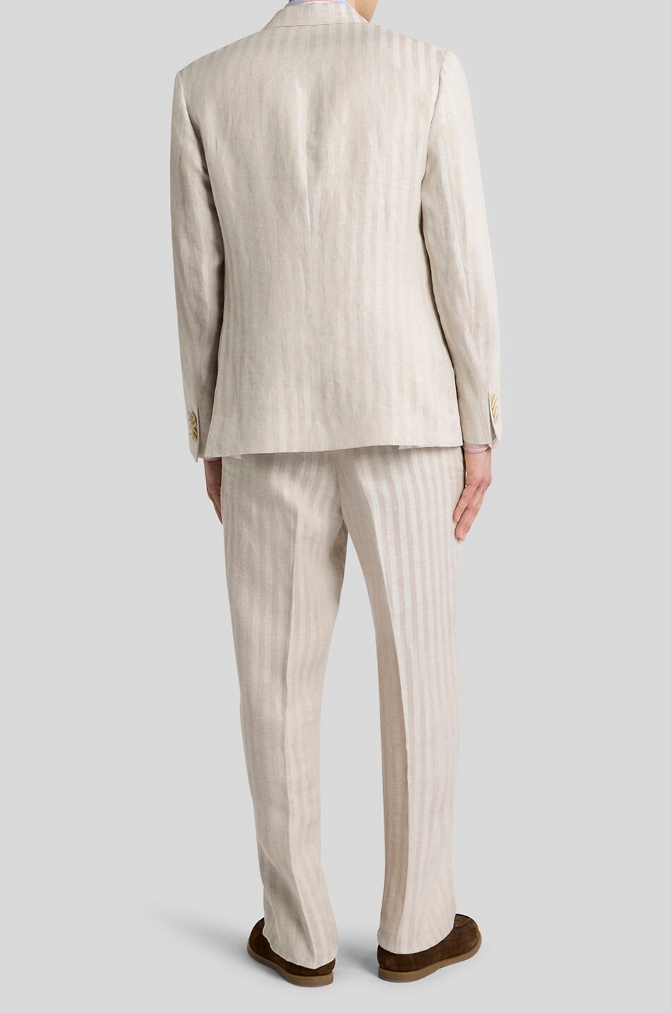 ETRO Gestreifter Leinenblazer Roma Sport Herren Hellbeige 6