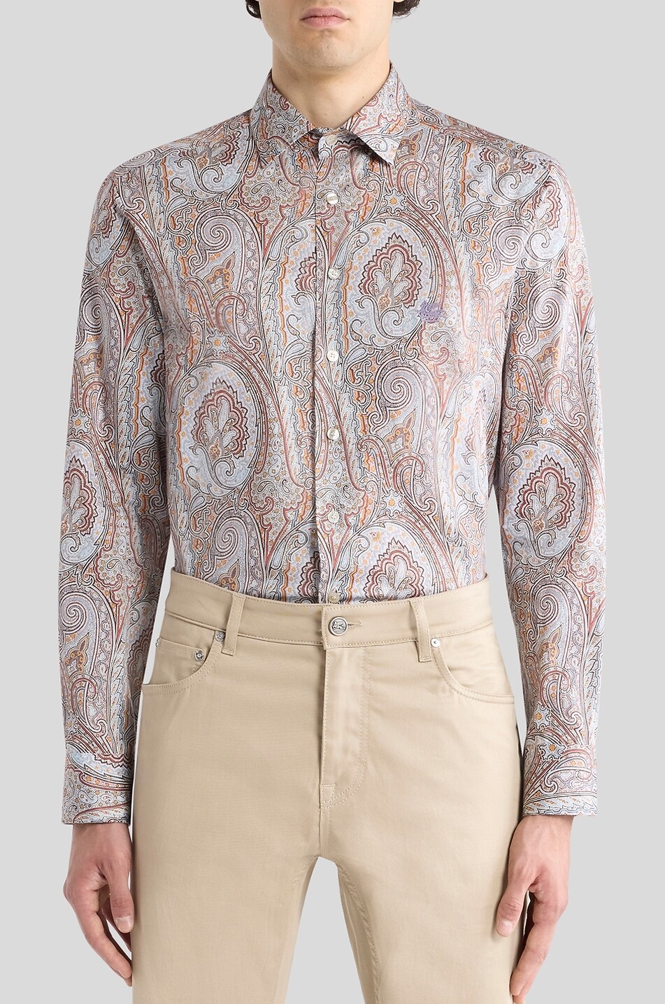 ETRO Roma Paisley printed silk shirt Men MEDIUM BROWN 4