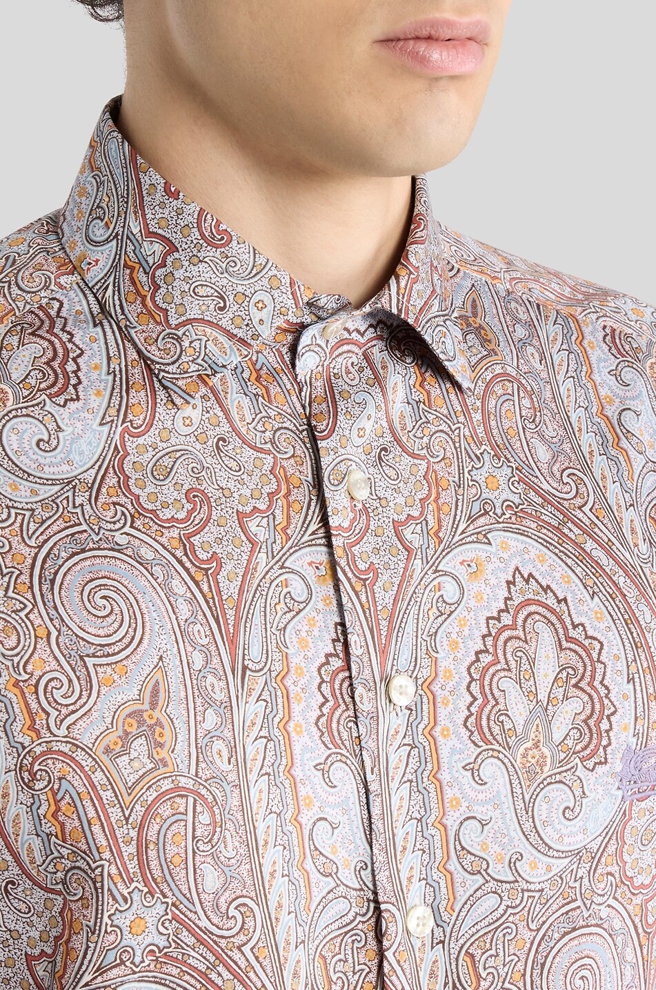ETRO Roma Paisley printed silk shirt Men MEDIUM BROWN 8