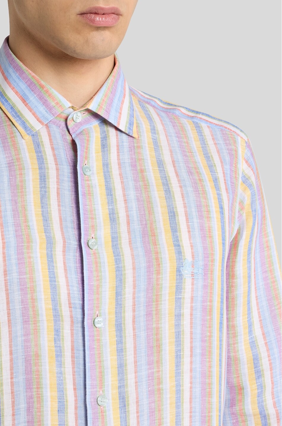ETRO Bunt gestreiftes Leinenhemd Roma Herren BUNT 7