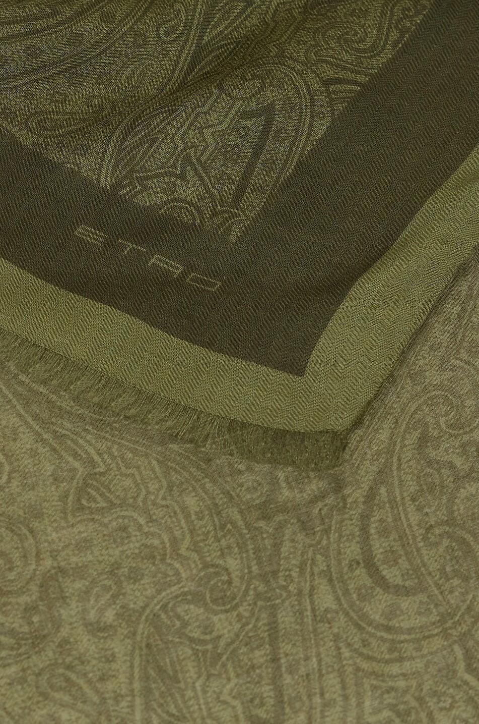 ETRO Orfeo Arnica patterned modal and cashmere scarf Men MEDIUM GREEN 6