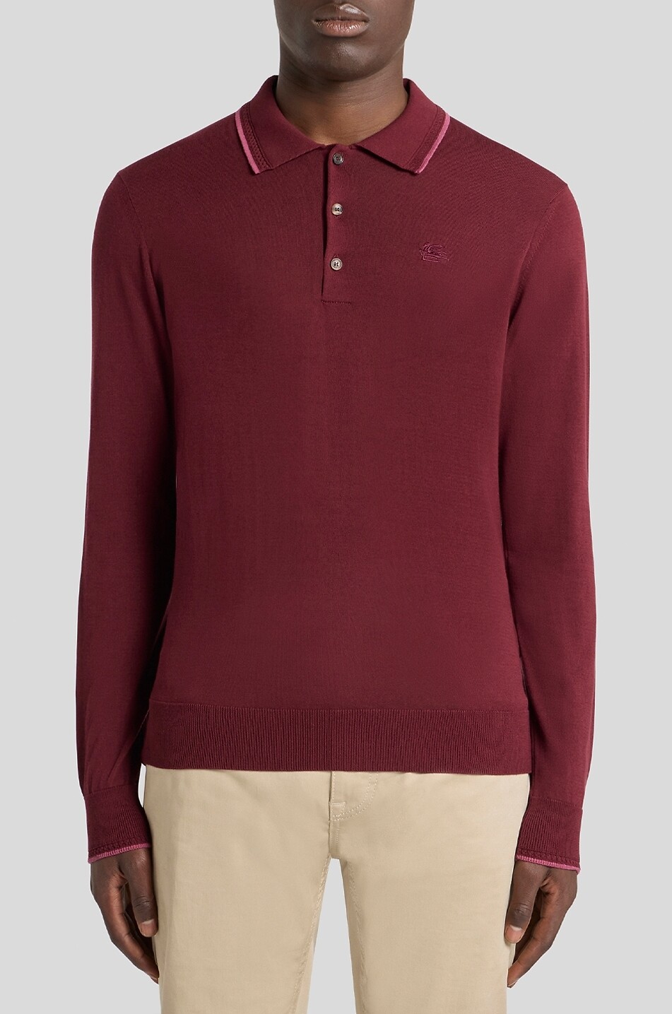 ETRO Feiner Polo-Pullover aus Baumwolle und Seide Pegaso Herren MITTELROT 3