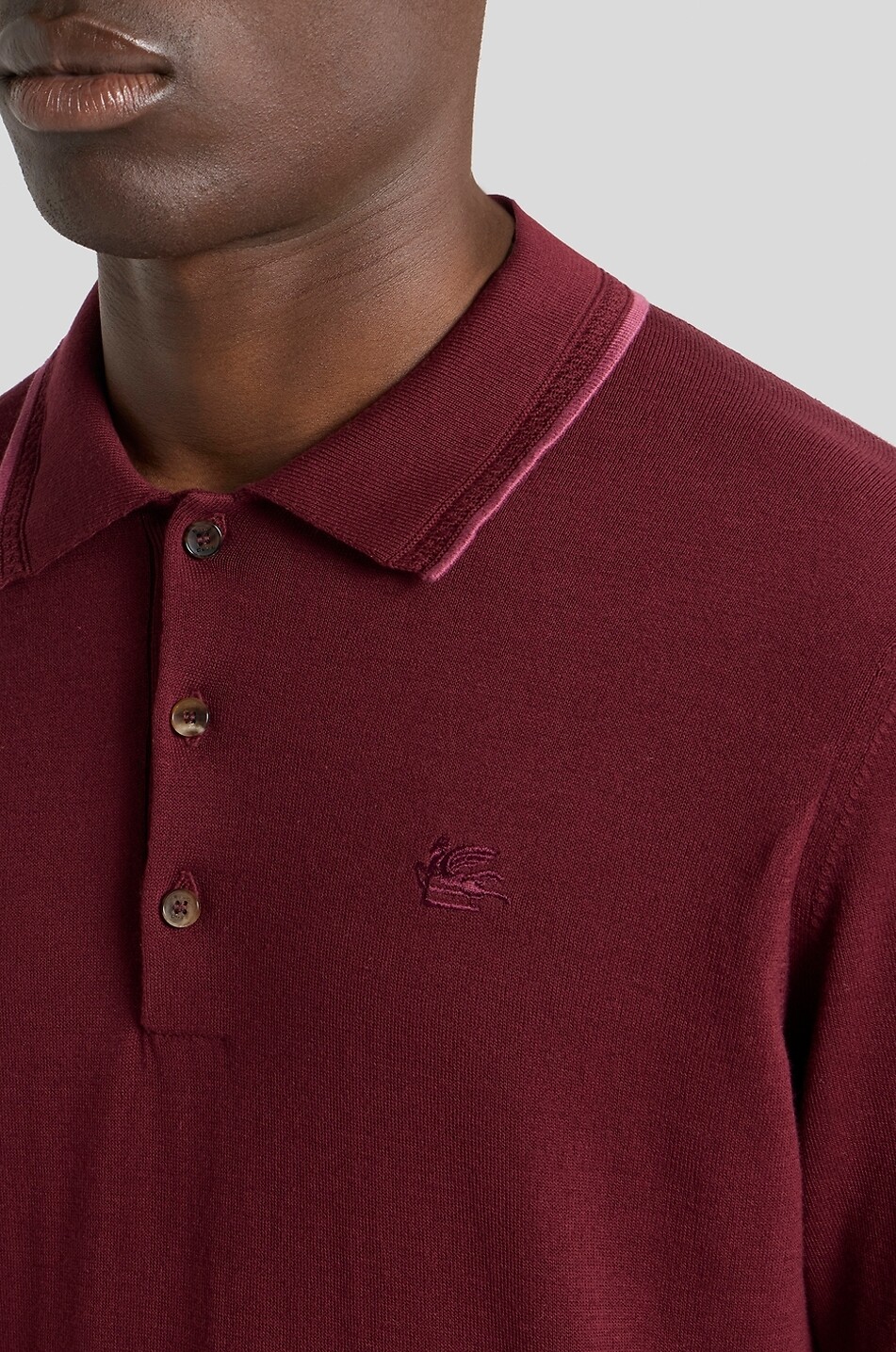 ETRO Feiner Polo-Pullover aus Baumwolle und Seide Pegaso Herren MITTELROT 7