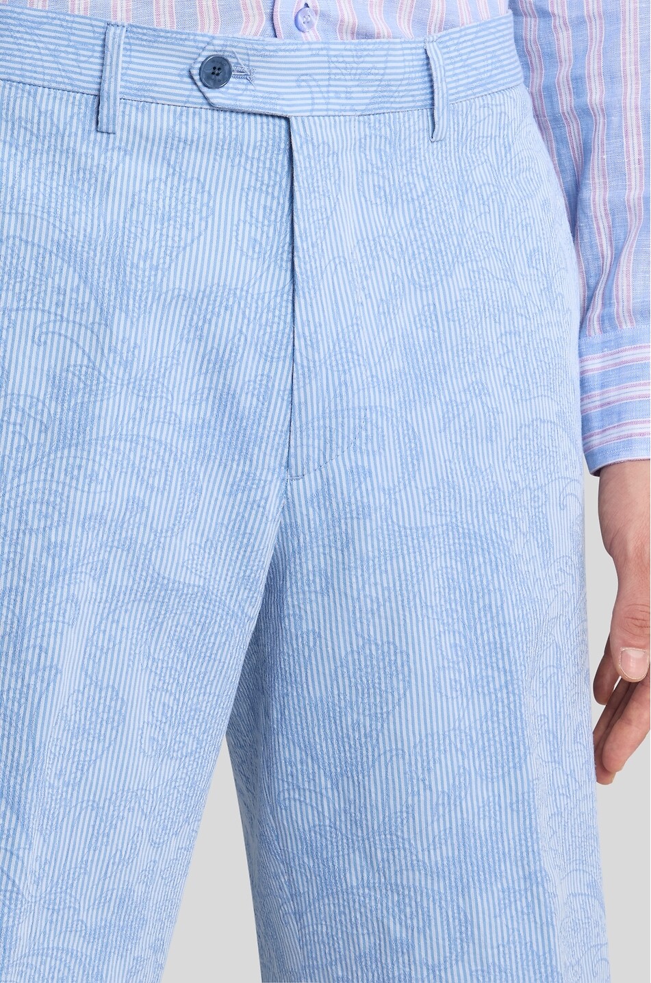 ETRO Roma Paisley-printed seersucker shorts Men LIGHT BLUE 8