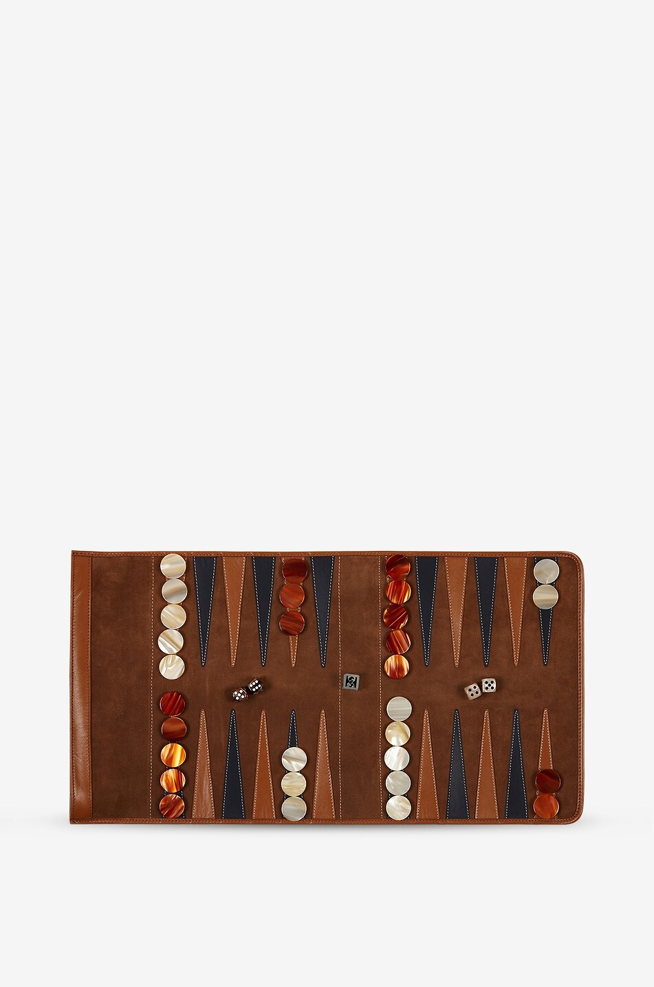 HECTOR SAXE Reise-Backgammon-Spiel aus Leder und Denim Victor Haus BLAU 1