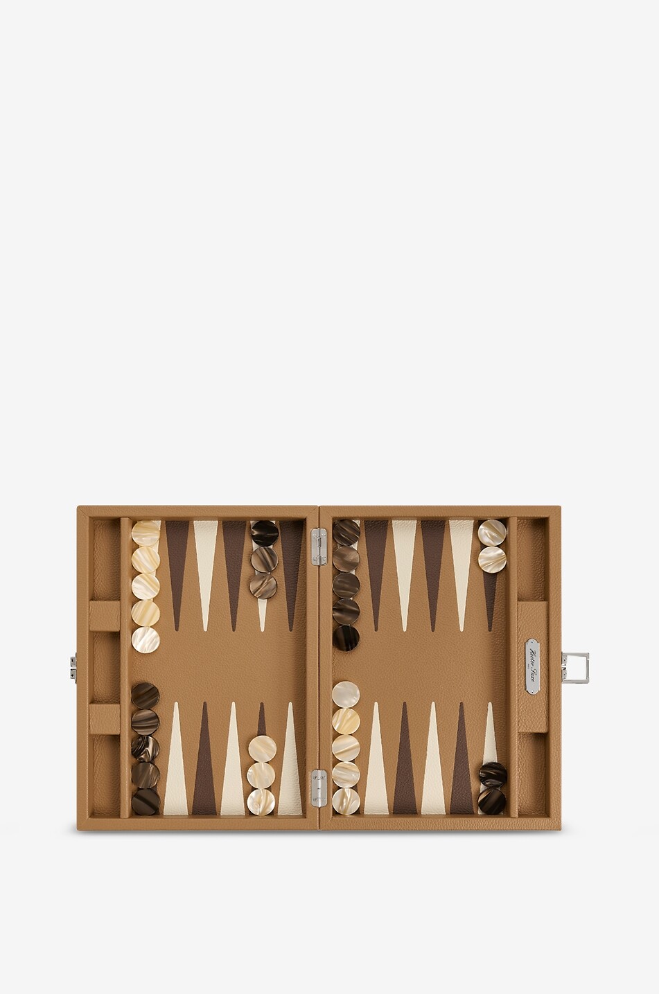 HECTOR SAXE Medium Montagne leather backgammon game set Home COGNAC 3