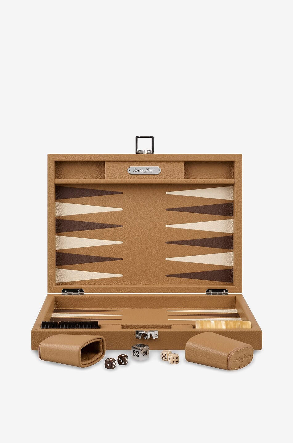 HECTOR SAXE Skieur Medium leather backgammon game set Home COGNAC 2