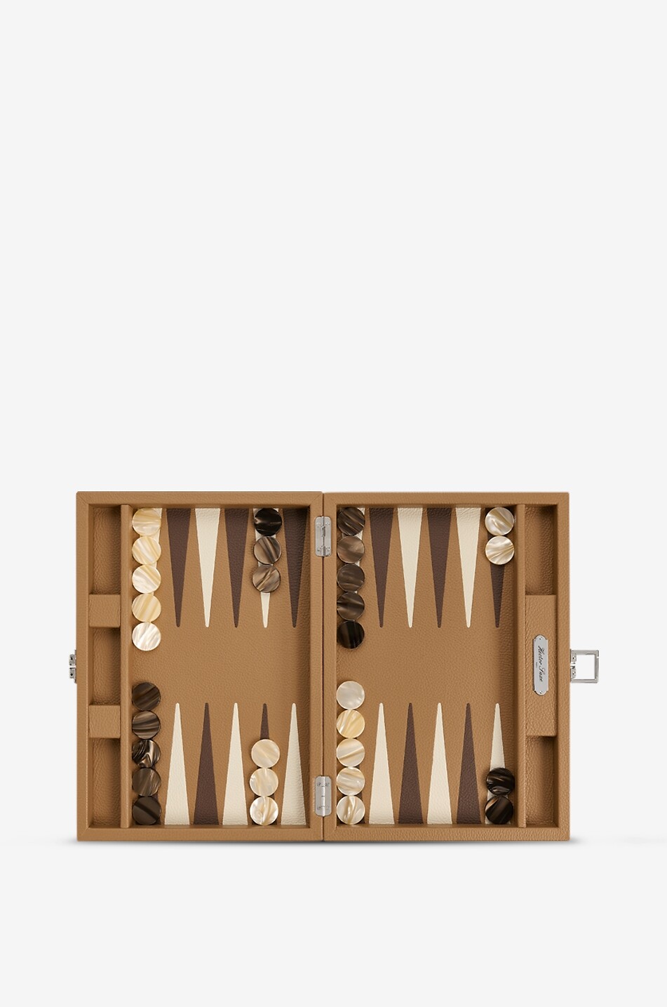 HECTOR SAXE Skieur Medium leather backgammon game set Home COGNAC 3