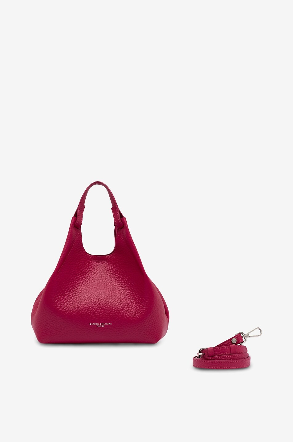 GIANNI CHIARINI Sac à main en cuir grainé Dua Medium Femme ROSE FONCÉ 6
