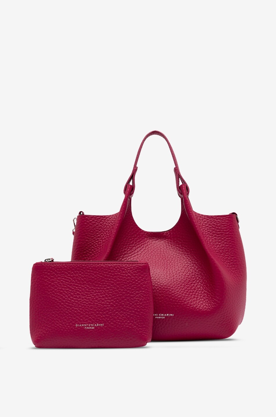 GIANNI CHIARINI Sac à main en cuir grainé Dua Medium Femme ROSE FONCÉ 2