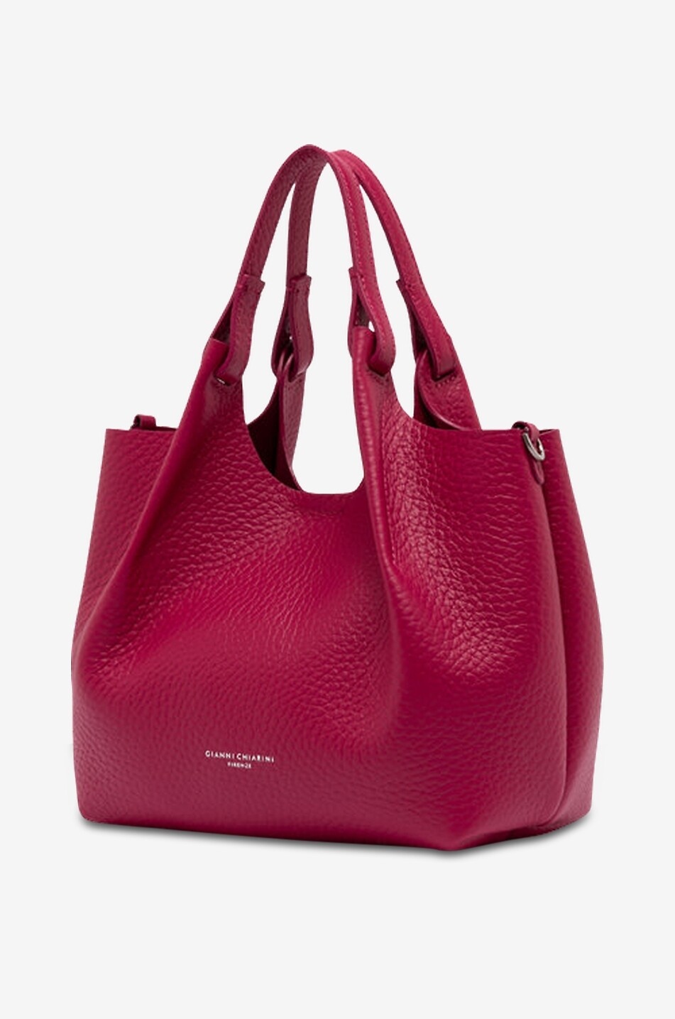 GIANNI CHIARINI Sac à main en cuir grainé Dua Medium Femme ROSE FONCÉ 4