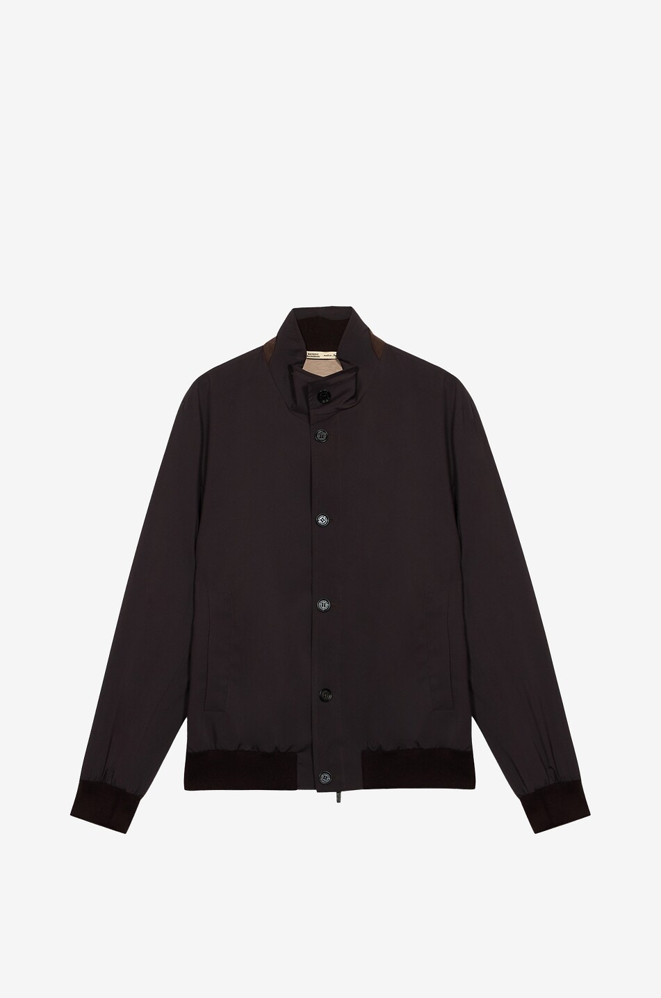 Blouson léger boutonné à col montant en microfibres