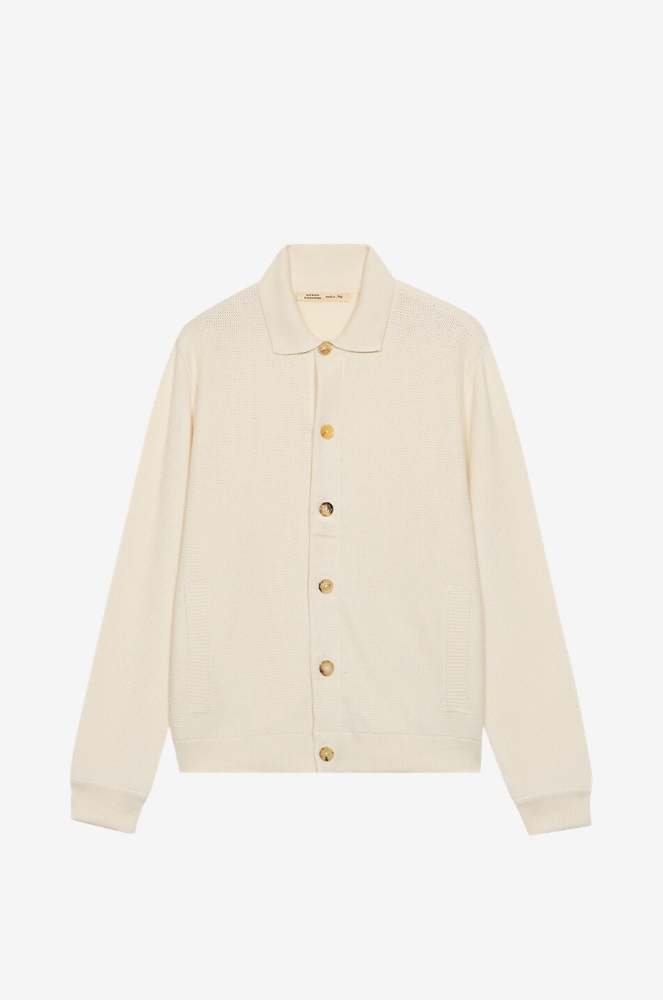 Cardigan à col chemise en soie et coton