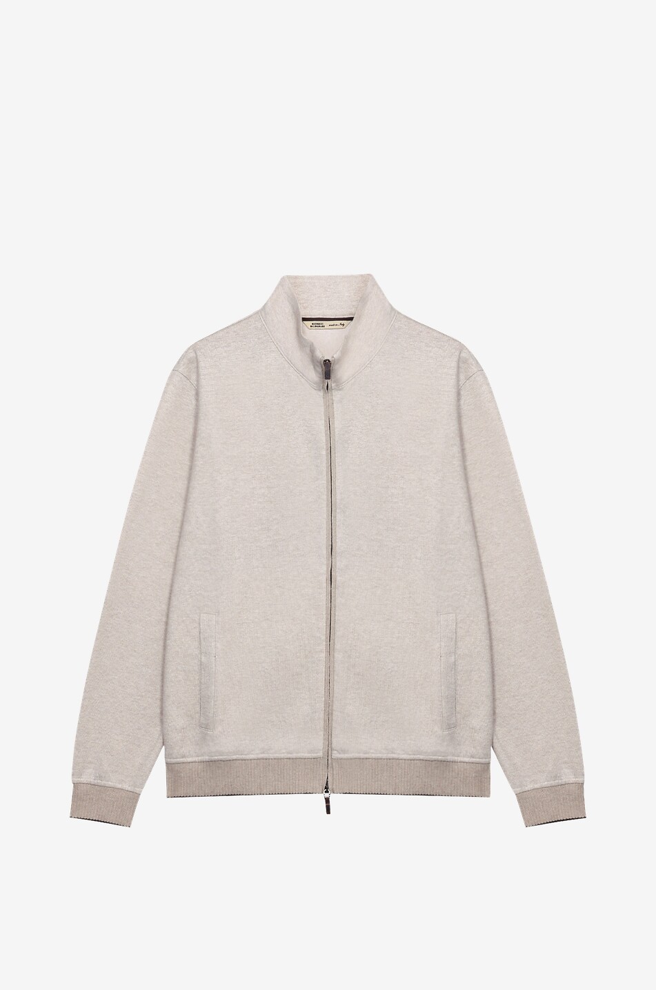 MAURIZIO BALDASSARI Cardigan zippé à col montant en lin et coton Homme Beige clair 1