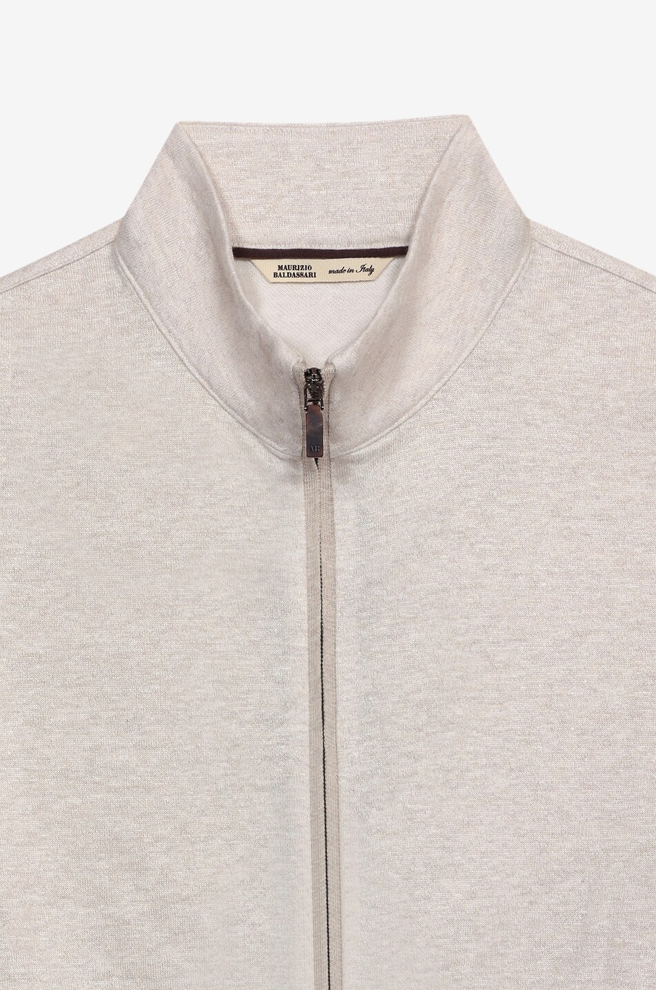MAURIZIO BALDASSARI Cardigan zippé à col montant en lin et coton Homme Beige clair 3
