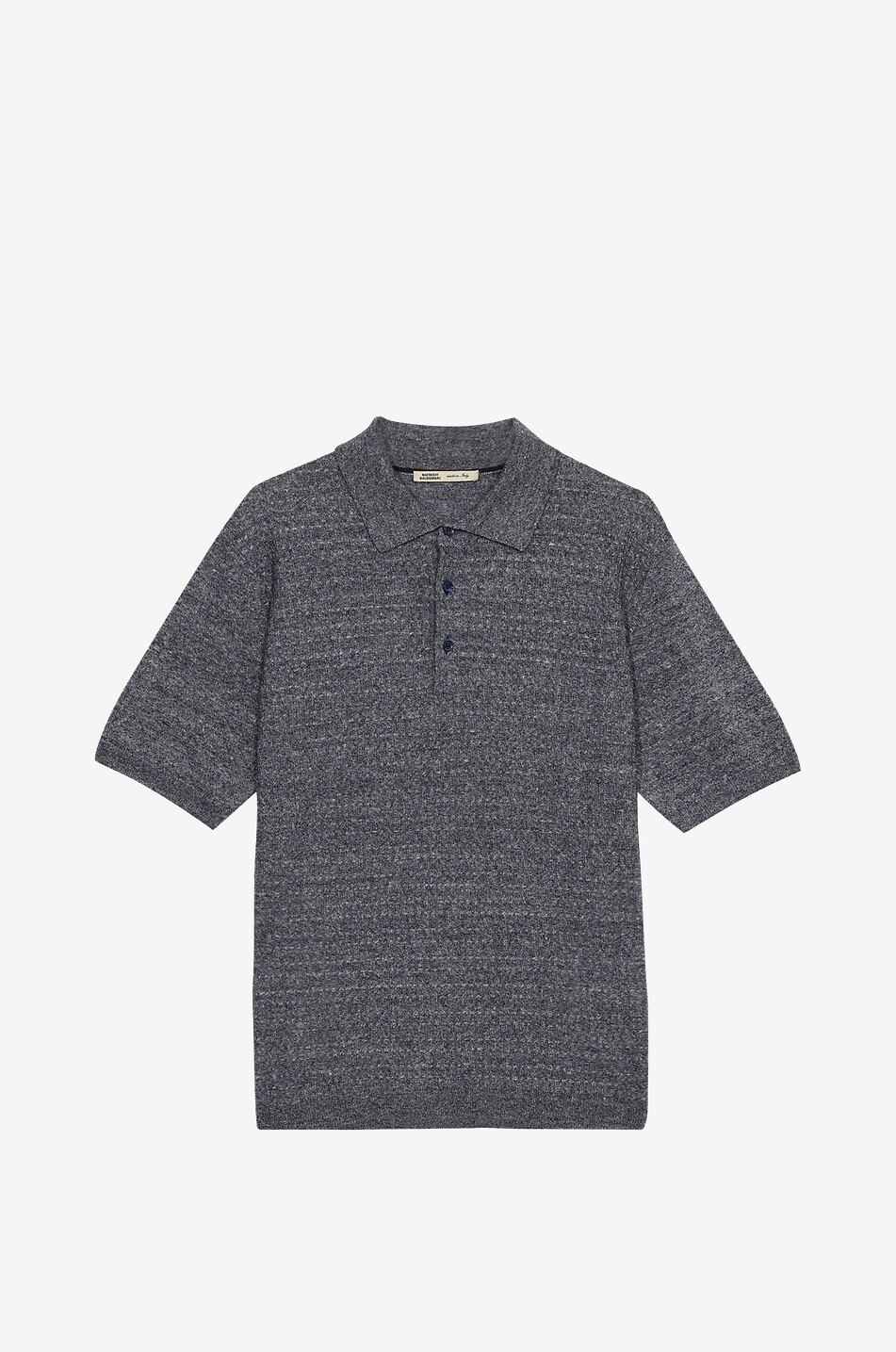 Polo à manches courtes en maille chiné de lin et cachemire