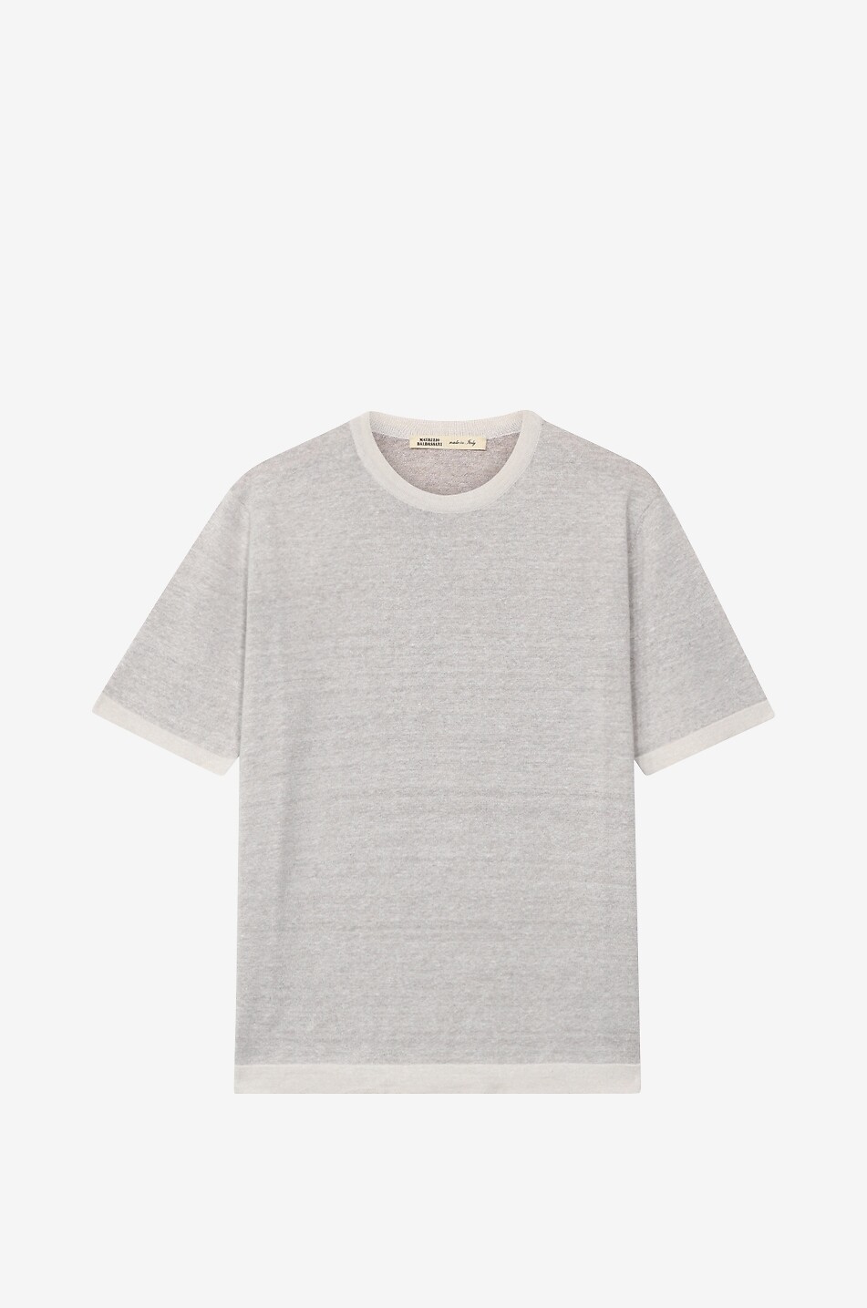 T-Shirt mit Rundhalsausschnitt aus Leinen und Baumwolle