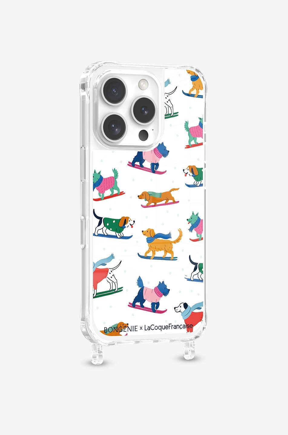 Coque pour iPhone 16 Pro Chiens Skieurs