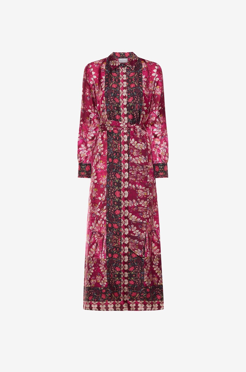 Robe chemise midi en soie Aloe Rosa Damasco