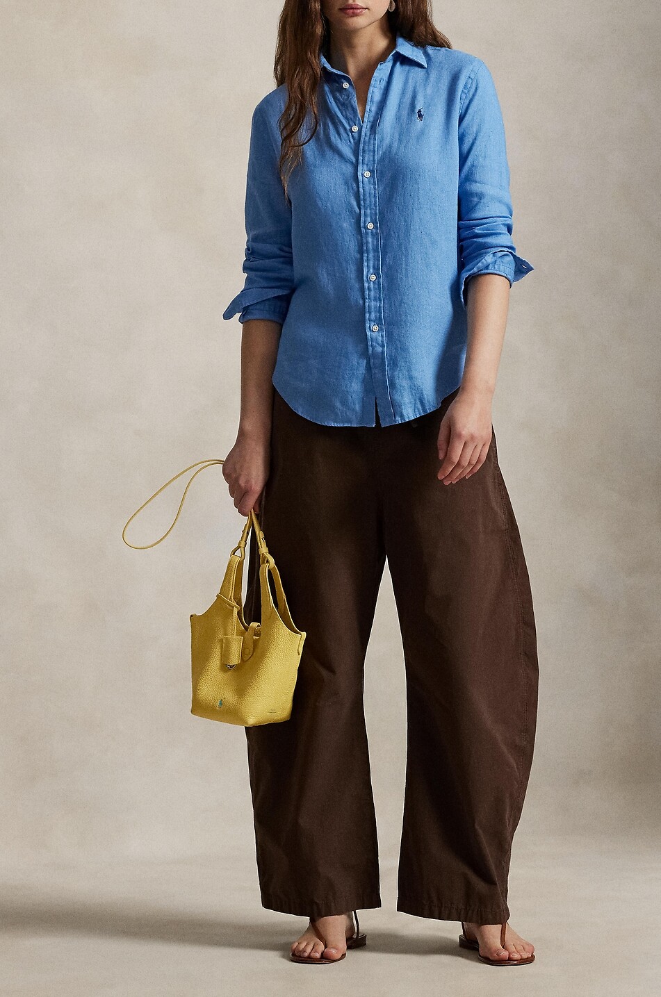 POLO RALPH LAUREN Classic Fit Pony linen long-sleeved shirt Women BLUE 2