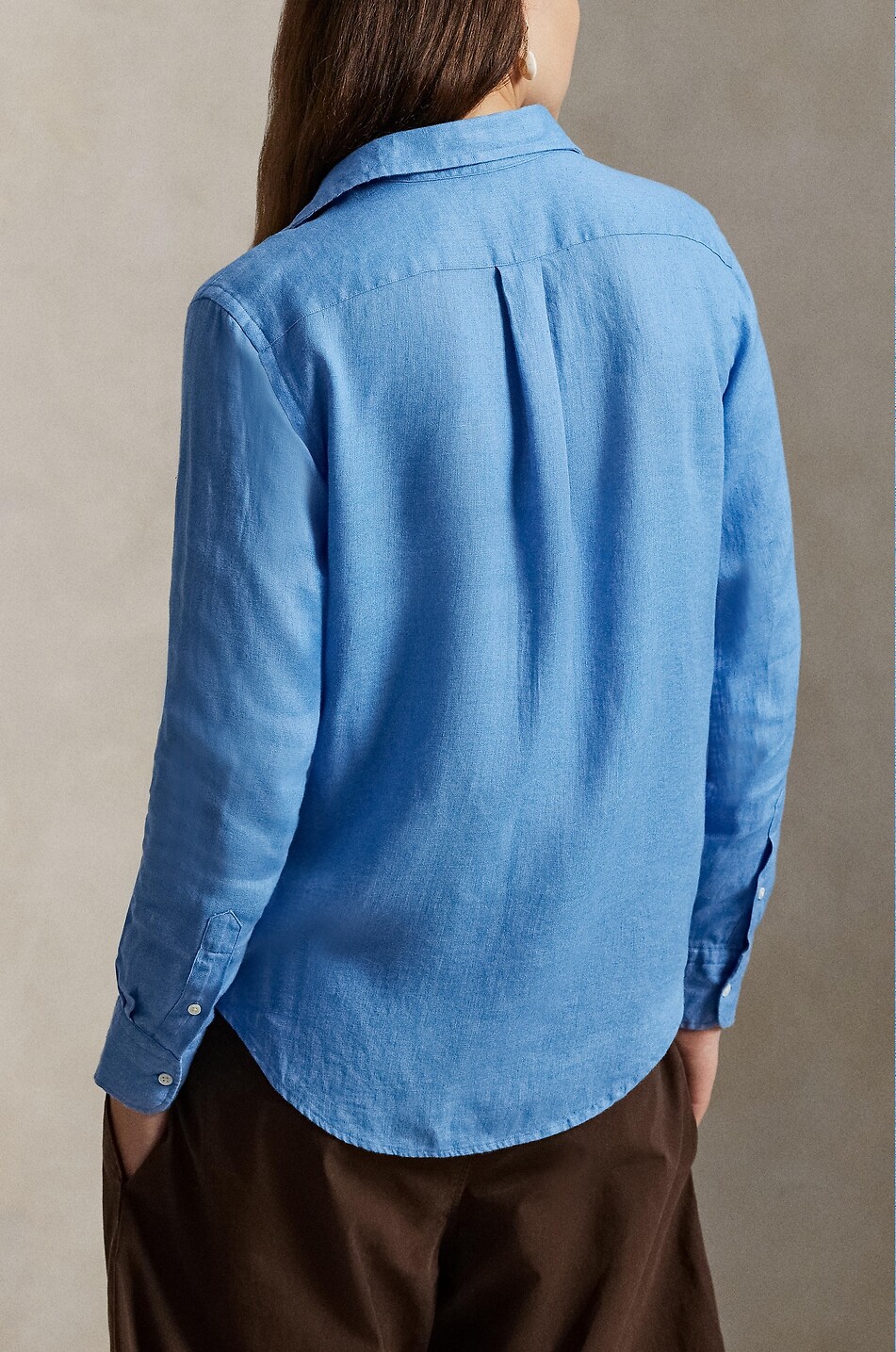 POLO RALPH LAUREN Classic Fit Pony linen long-sleeved shirt Women BLUE 3
