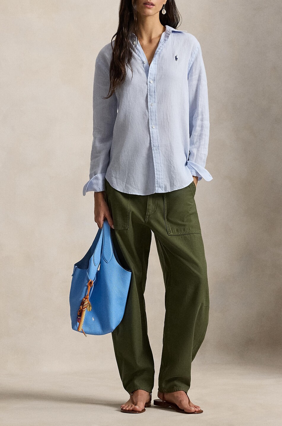 POLO RALPH LAUREN Classic Fit linen long-sleeved shirt Women LIGHT BLUE 2