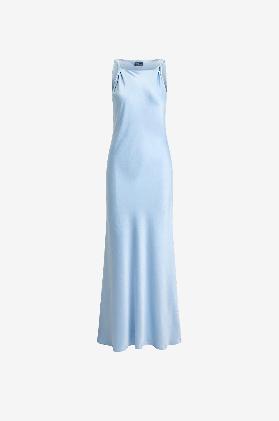 Long satin slip dress with twisted straps