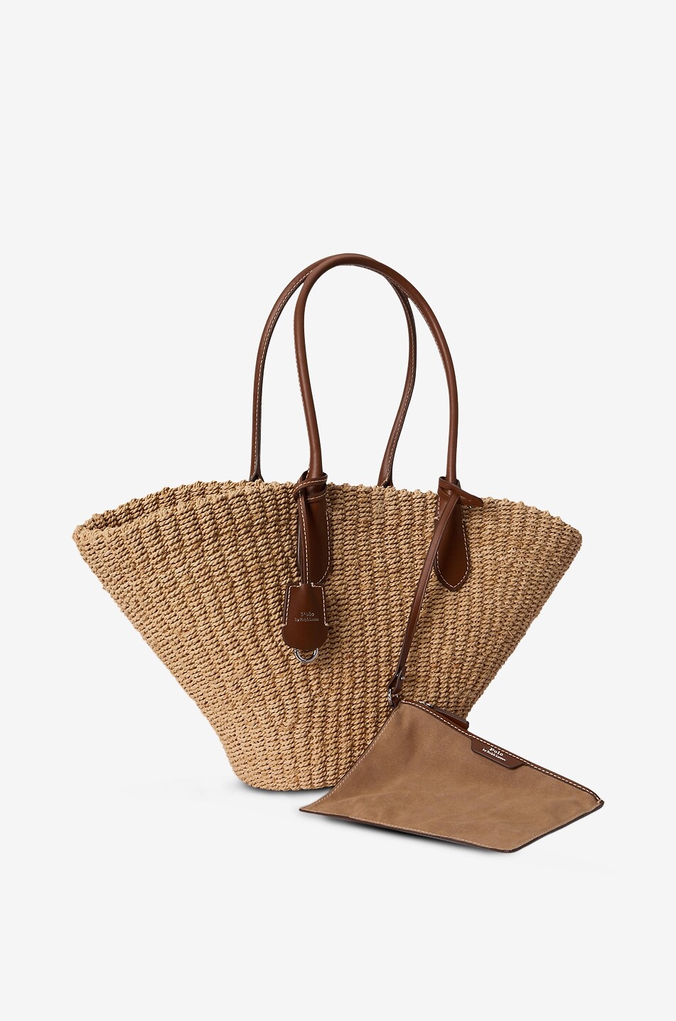 POLO RALPH LAUREN Bellport raffian and leather basket tote Women BEIGE 5