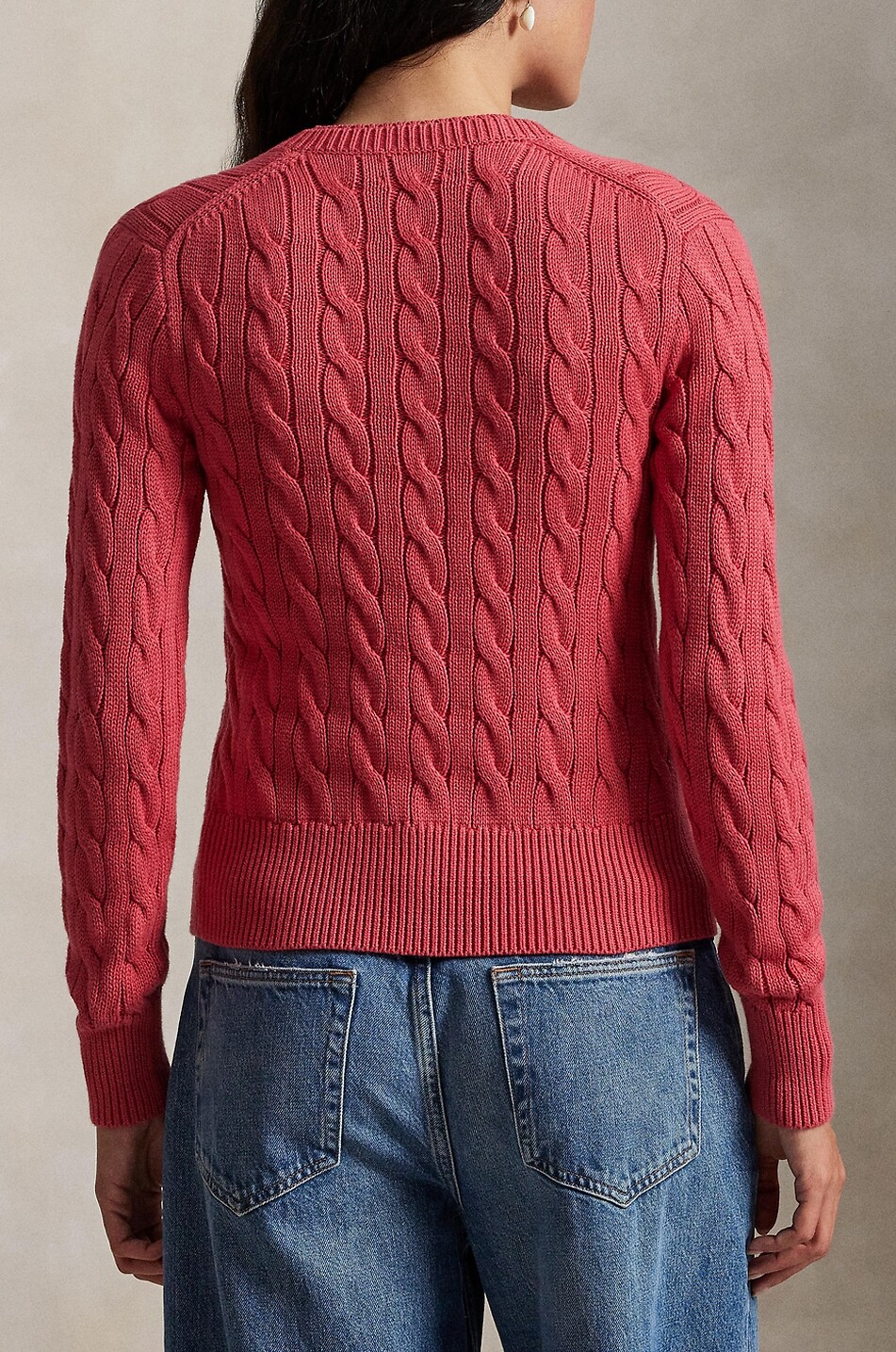 POLO RALPH LAUREN Pony cotton cable-knit crewneck cardigan Women RED 3