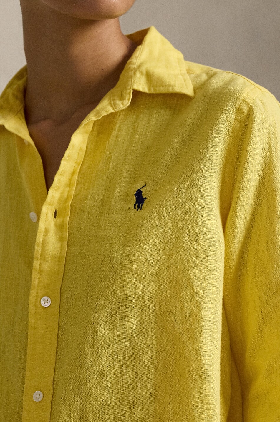 POLO RALPH LAUREN Classic Fit linen long-sleeved shirt Women YELLOW 4