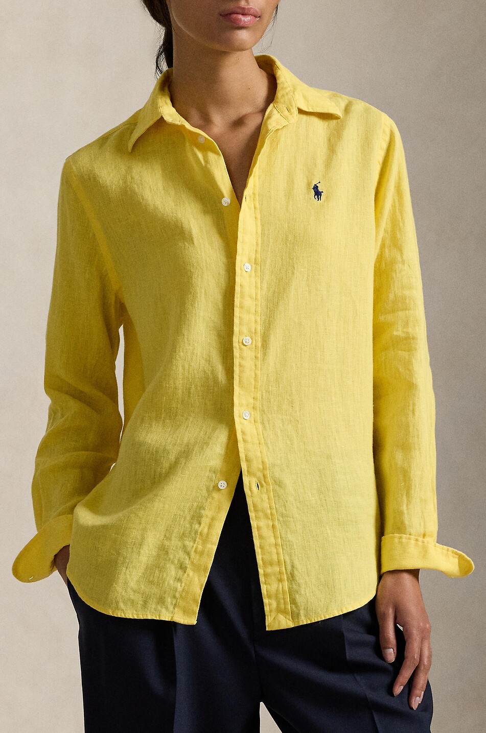 POLO RALPH LAUREN Classic Fit linen long-sleeved shirt Women YELLOW 5