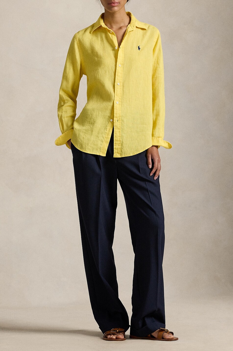 POLO RALPH LAUREN Classic Fit linen long-sleeved shirt Women YELLOW 2