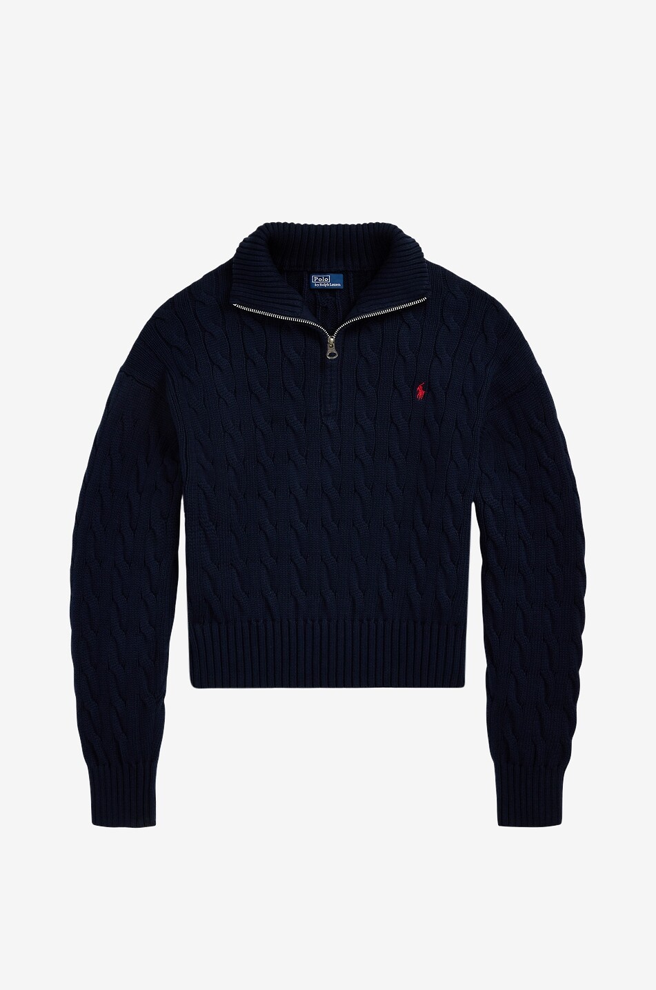 POLO RALPH LAUREN Pony half-zip cable-knit cotton jumper Women DARK BLUE 1