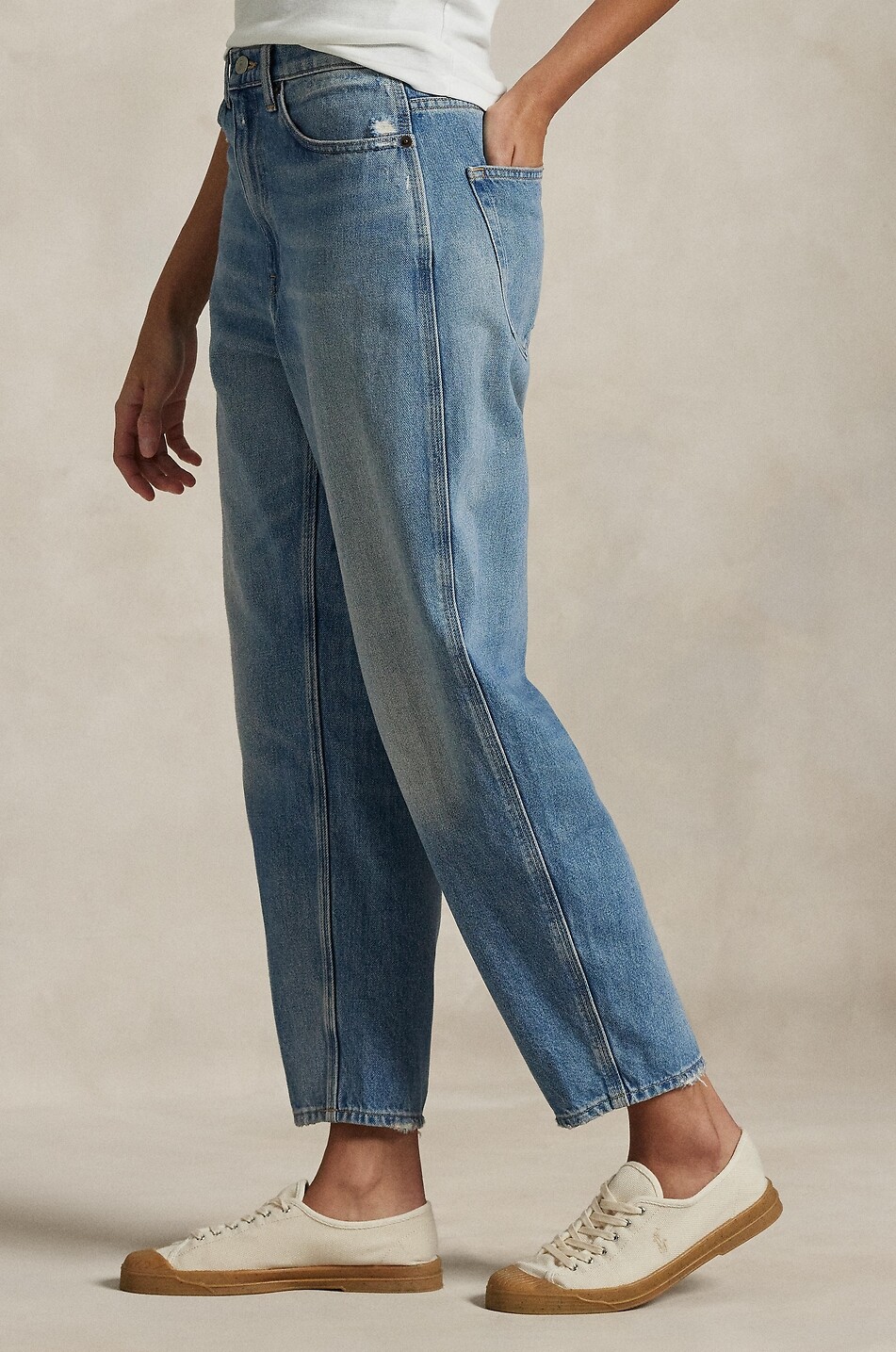 POLO RALPH LAUREN Jean vieilli raccourci Curved Taper Femme BLEU CLAIR 5