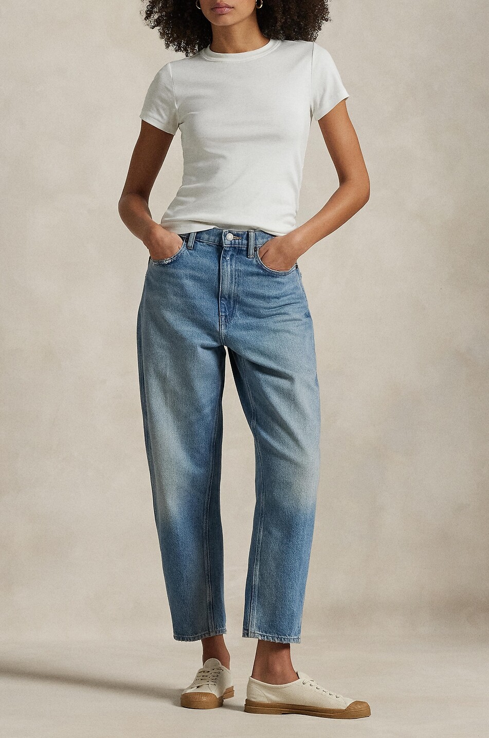 POLO RALPH LAUREN Jean vieilli raccourci Curved Taper Femme BLEU CLAIR 2