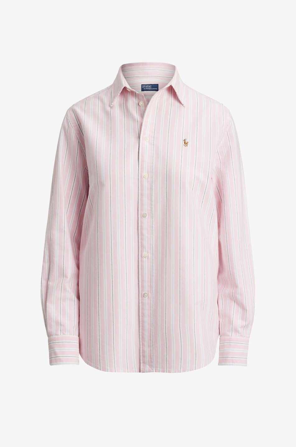 POLO RALPH LAUREN Chemise rayée en coton à logo brodé Classic Fit Pony Femme ROSE 1