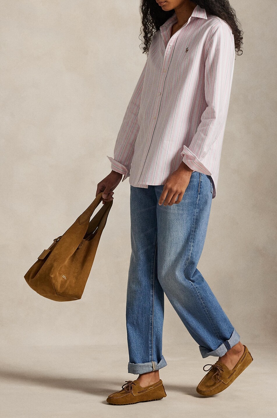 POLO RALPH LAUREN Chemise rayée en coton à logo brodé Classic Fit Pony Femme ROSE 2